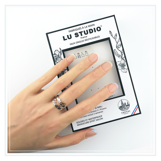 F132 - French Arc en Ciel Pastel | Faux-ongles réutilisables - Press on nails