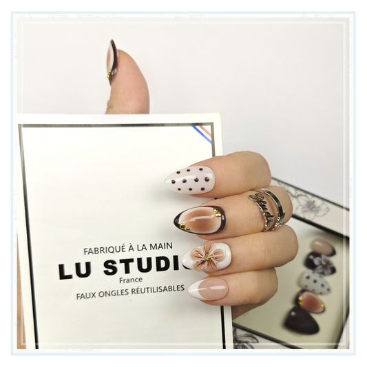 F26 - Moka Fleuri | Faux-ongles réutilisables - Press on nails