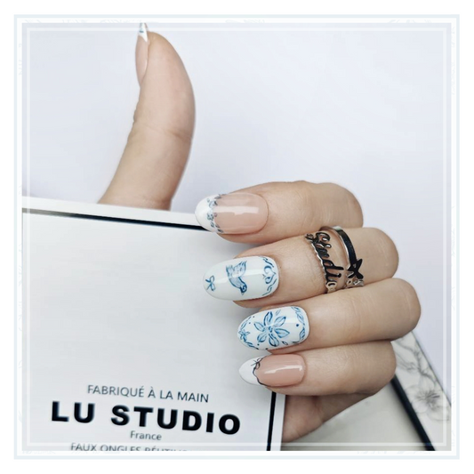 F33 - Porcelaine | Faux-ongles réutilisables - Press on nails