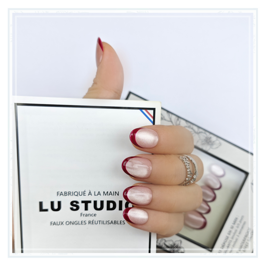 F57 - Rose Champagne et Vin | Faux-ongles réutilisables - Press on nails