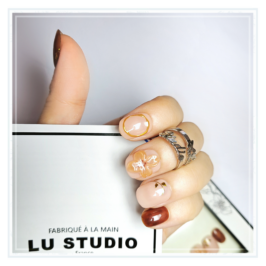 M103 - Ambre Dorée | Faux-ongles réutilisables - Press on nails