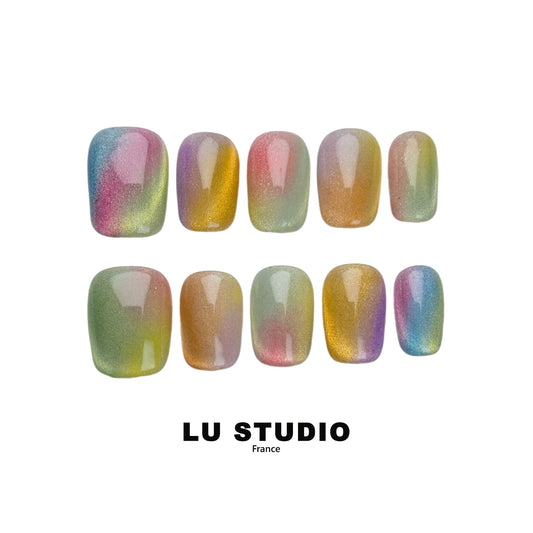 Arc-en-Ciel Faux-ongles réutilisables Press on nails 