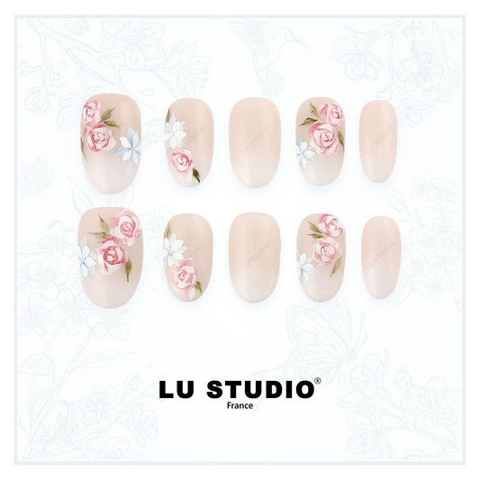 BB10 - Romance florale  |  Faux-ongles réutilisables - Press on nails