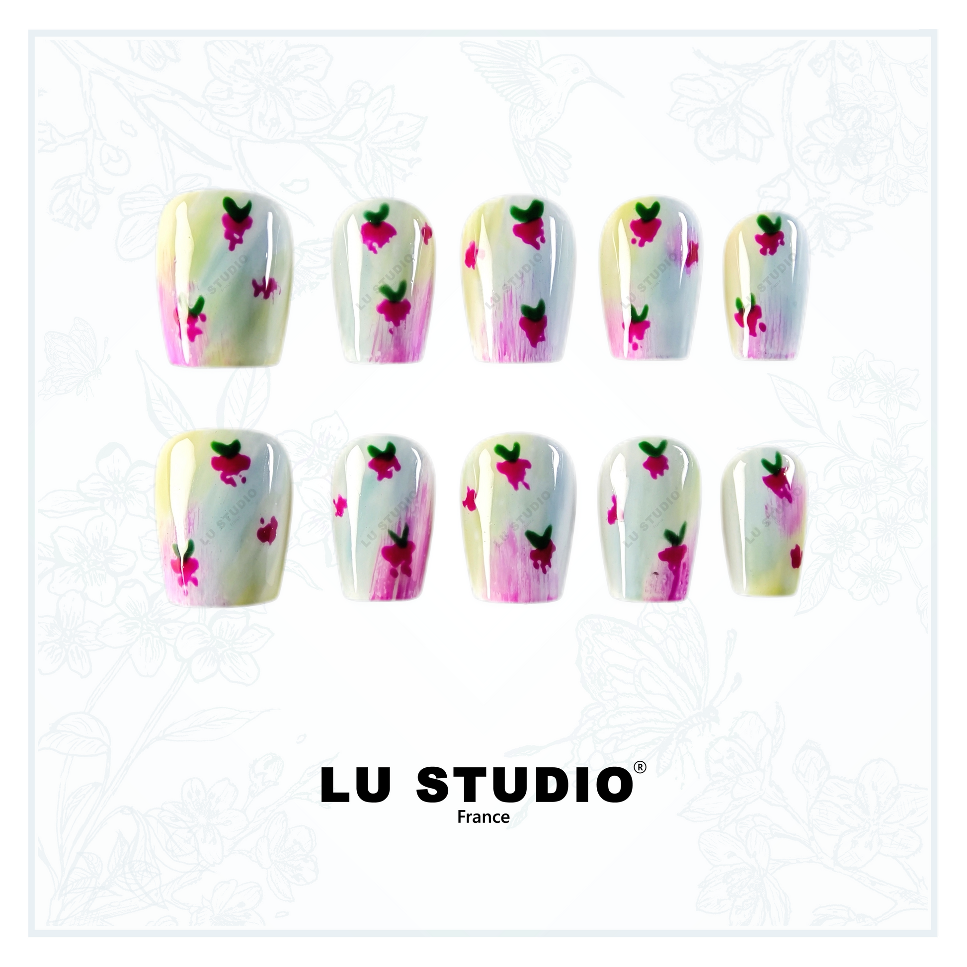 Bonbon à la fraise  |  Faux-ongles réutilisables - Press on nails