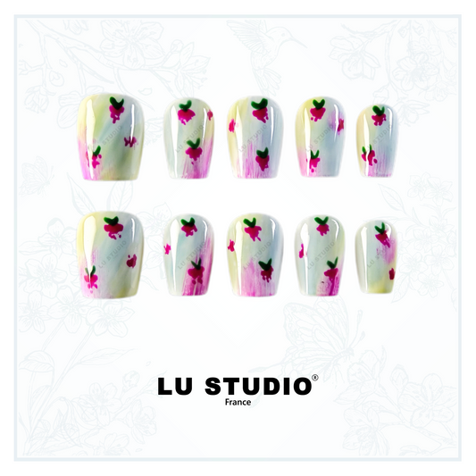 Bonbon à la fraise  |  Faux-ongles réutilisables - Press on nails