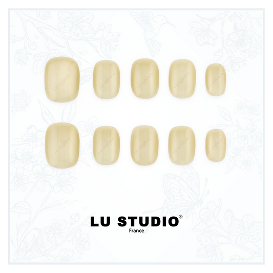 C06 - Ivoire Pastel  |  Faux-ongles réutilisables - Press on nails