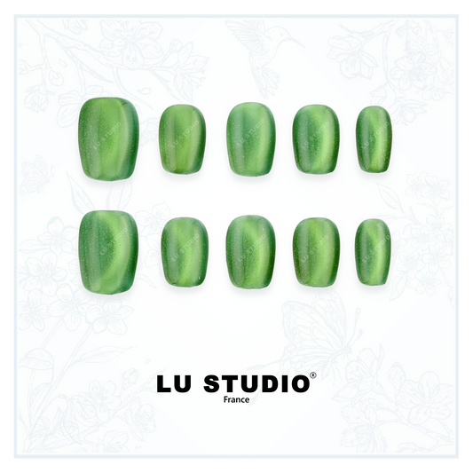 C16 - Pailleté de Jade |  Faux-ongles réutilisables - Press on nails