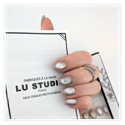 C20 - Eclat lunaire  |  Faux-ongles réutilisables - Press on nails