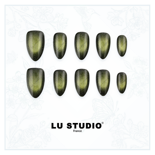 C68 - Poussière d'Olive  |  Faux-ongles réutilisables - Press on nails