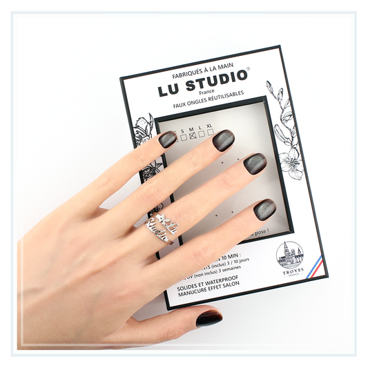 C70 - Pailleté Moka  |  Faux-ongles réutilisables - Press on nails