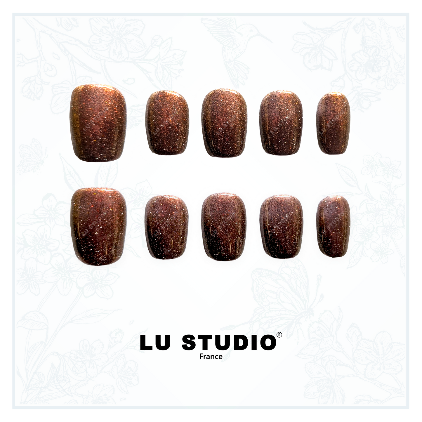 C76 - Chocolat scintillant  |  Faux-ongles réutilisables - Press on nails