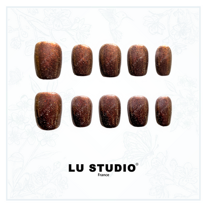 C76 - Chocolat scintillant  |  Faux-ongles réutilisables - Press on nails