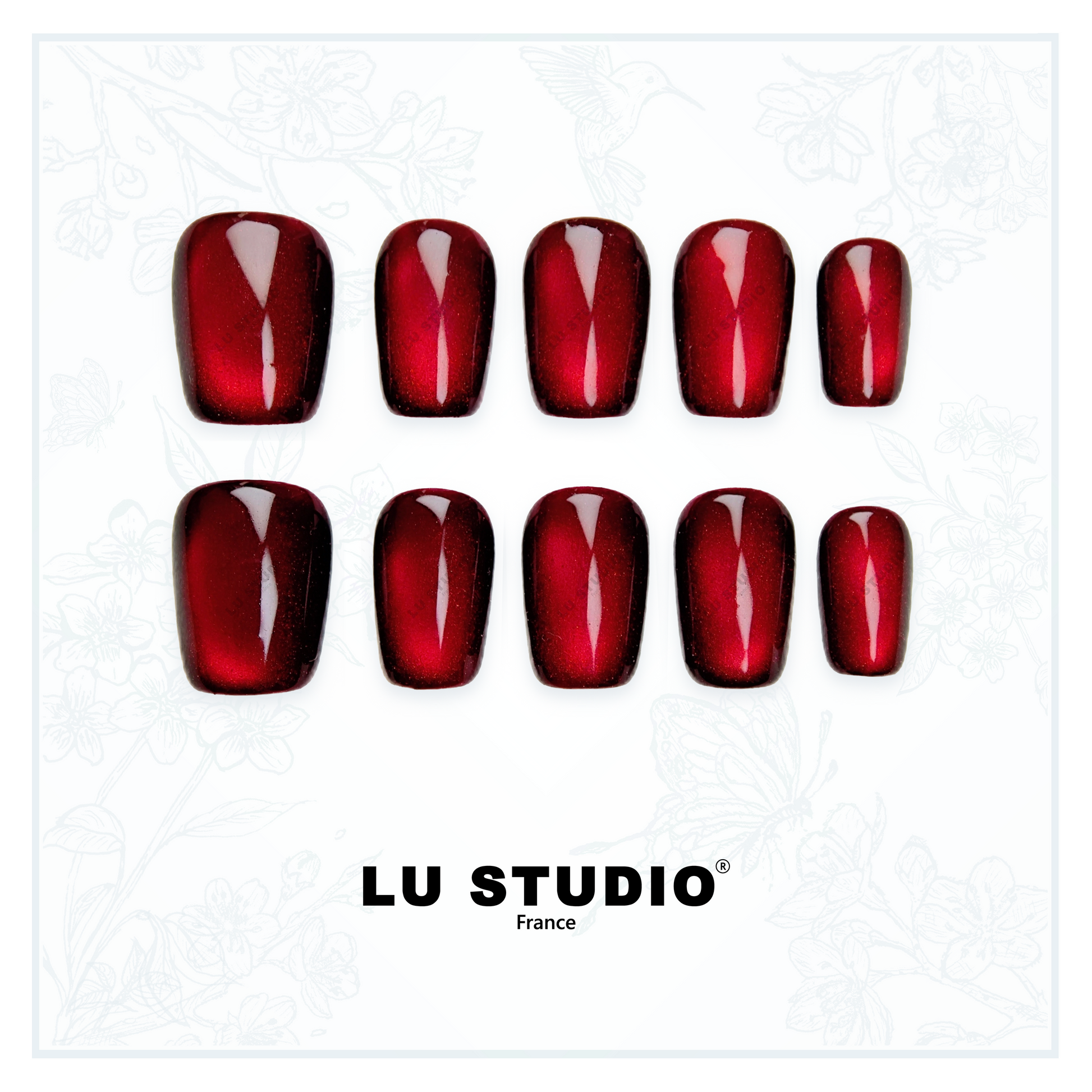 CAT05 - Rouge intense  |  Faux-ongles réutilisables - Press on nails