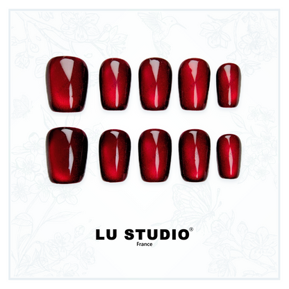 CAT05 - Rouge intense  |  Faux-ongles réutilisables - Press on nails