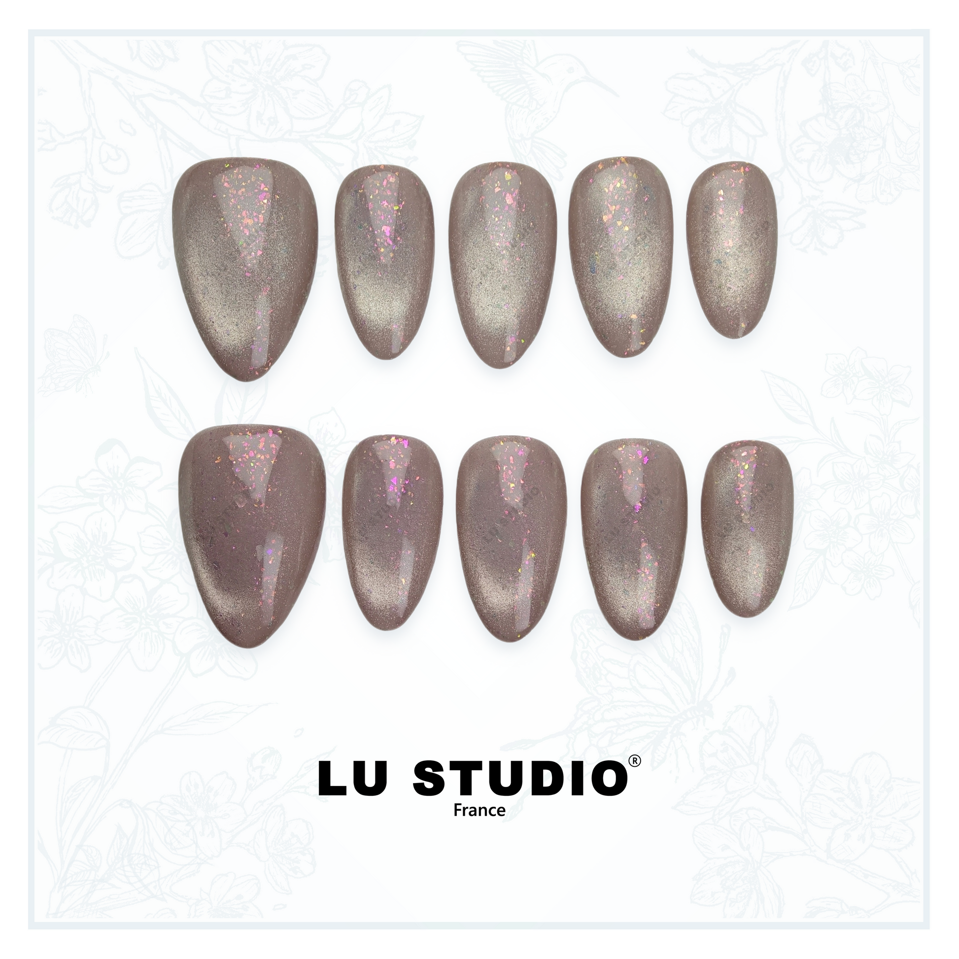 CAT07 - Féerie de rose et d'argent  |  Faux-ongles réutilisables - Press on nails