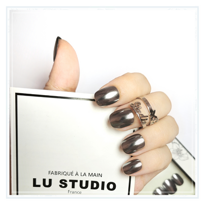 CH02 - Argent Métallique  |  Faux-ongles réutilisables - Press on nails
