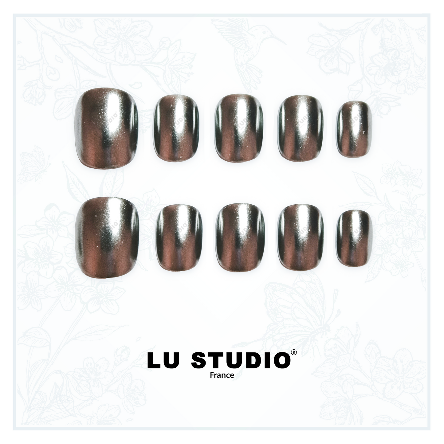 CH02 - Argent Métallique  |  Faux-ongles réutilisables - Press on nails