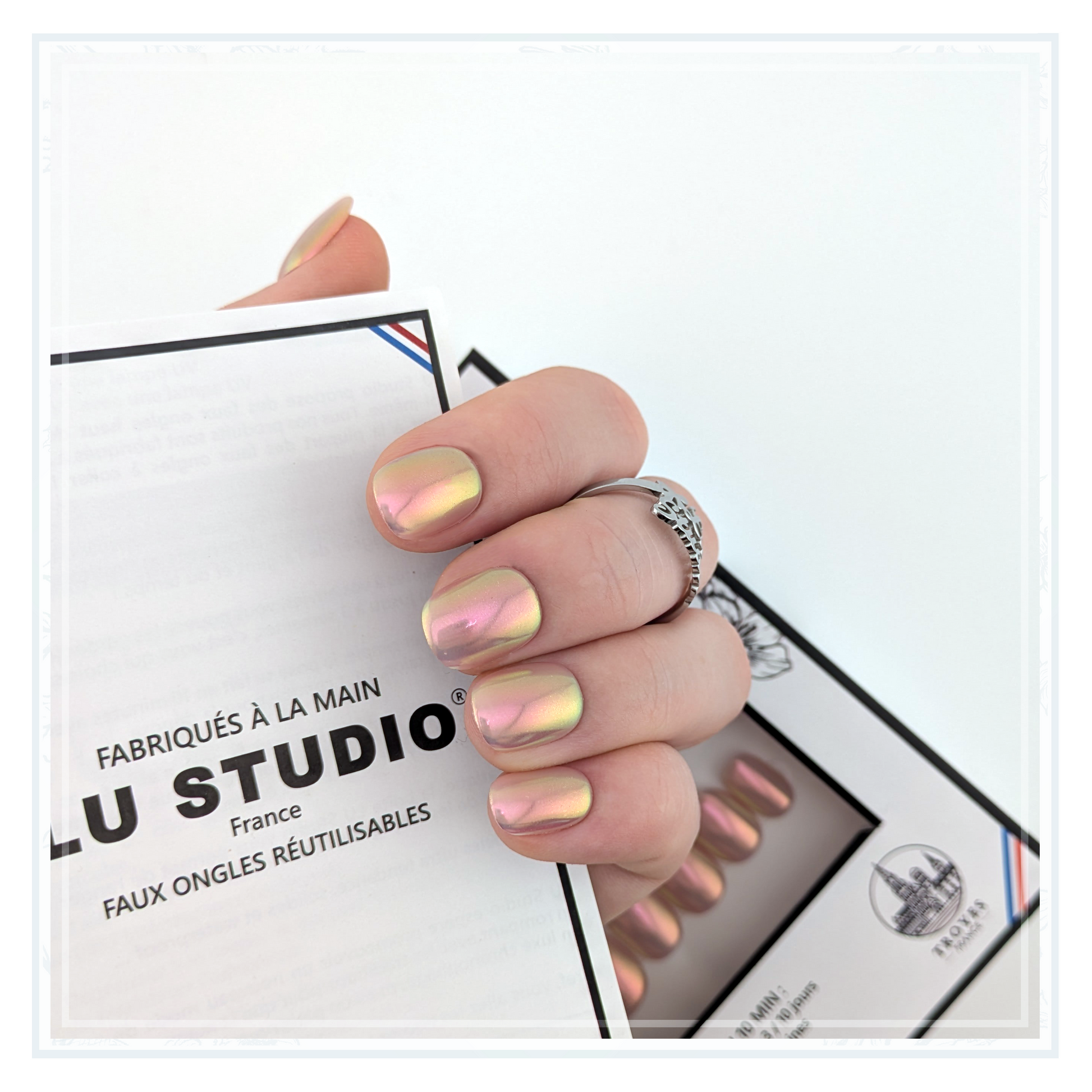 CH04 - Rose Chromé  |  Faux-ongles réutilisables - Press on nails