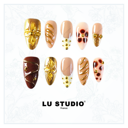 Chocolat et Guimauve  |  Faux-ongles réutilisables - Press on nails