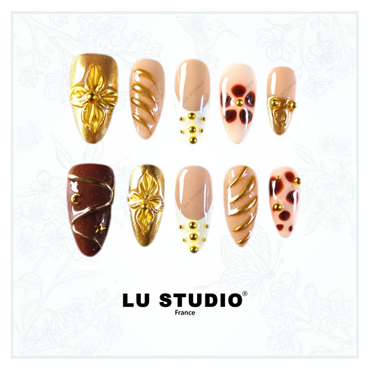 Chocolat et Guimauve  |  Faux-ongles réutilisables - Press on nails