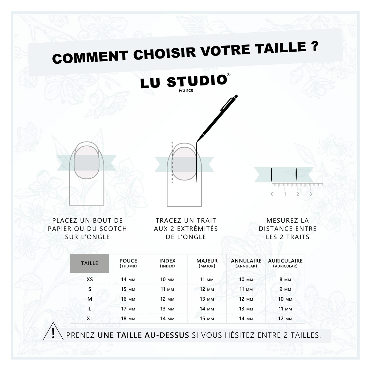 Comment choisir votre taille ? (Adultes)  |  Faux-ongles réutilisables - Press on nails