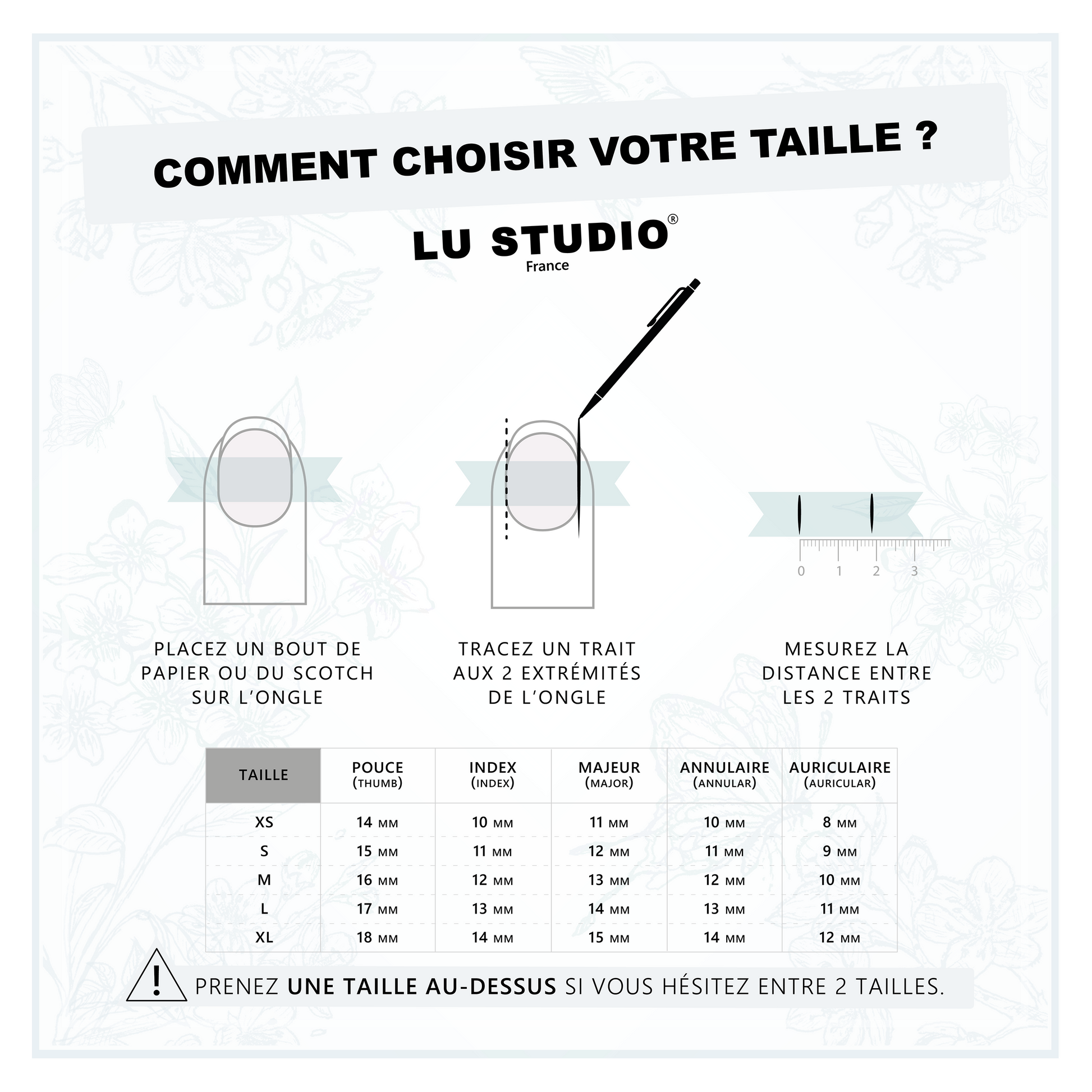 Comment choisir votre taille ? (Adultes)  |  Faux-ongles réutilisables - Press on nails