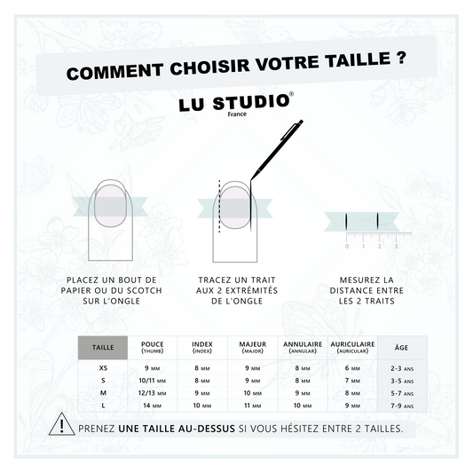 Comment choisir votre taille ? (Enfants)   |  Faux-ongles réutilisables - Press on nails