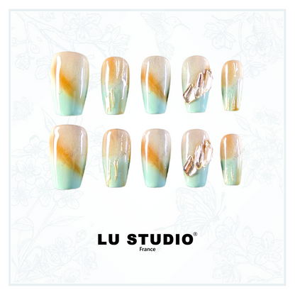 Cristaux sur Plage  |  Faux-ongles réutilisables - Press on nails