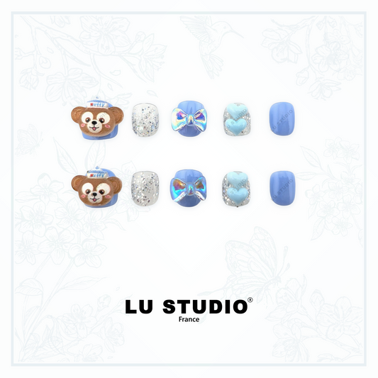E03 - L'ourson Bleu  |  Faux-ongles réutilisables - Press on nails