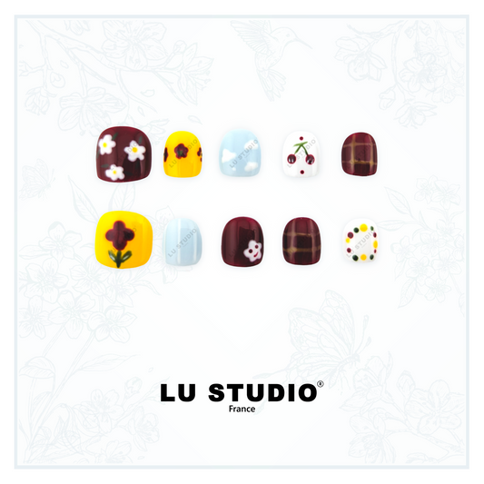 E04 - Les petites fleurs de Louise  |  Faux-ongles réutilisables - Press on nails