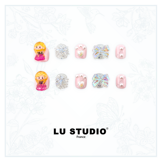 E11 - Princesse Noeud & Diamants  |  Faux-ongles réutilisables - Press on nails