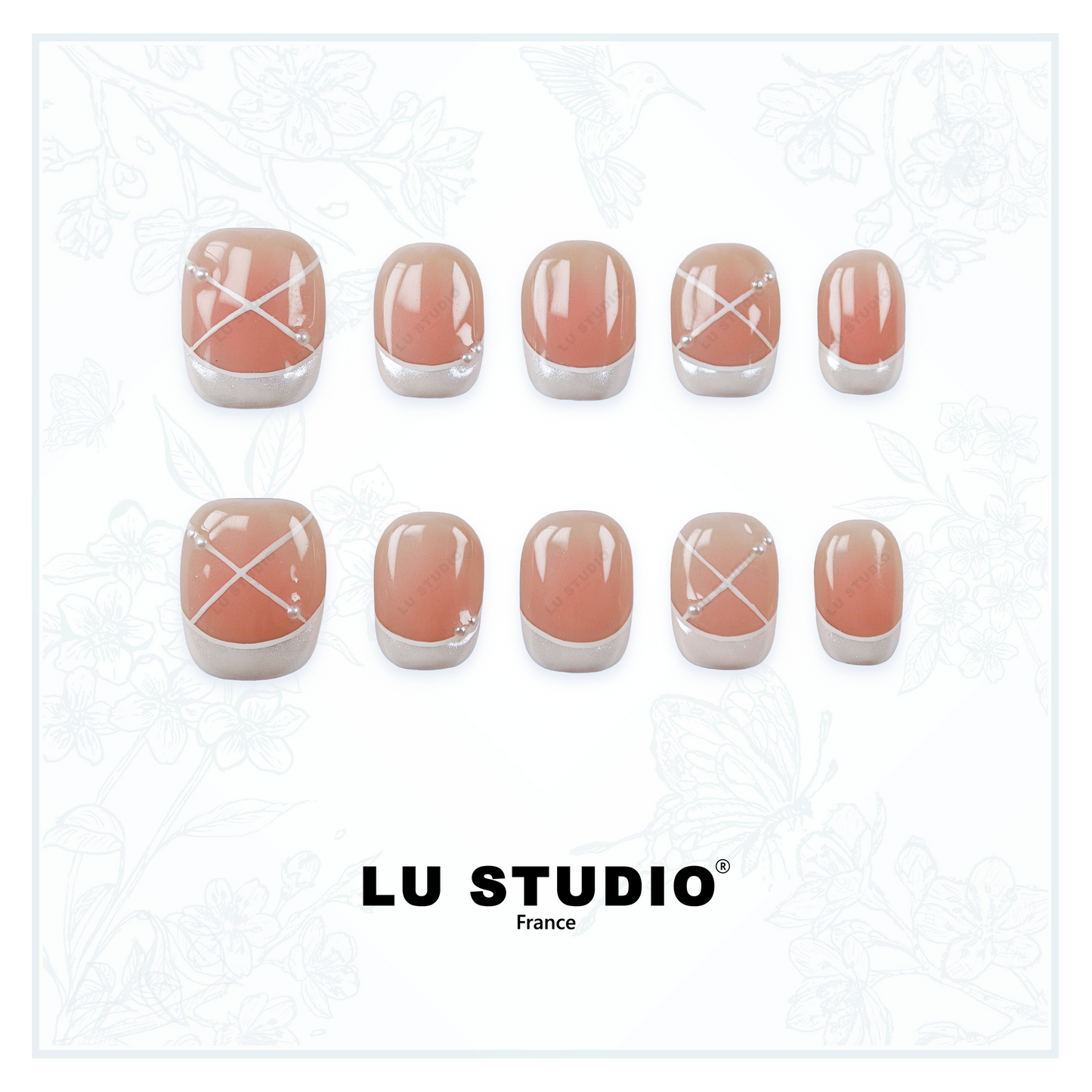 F02 French Perlée -  |  Faux-ongles réutilisables - Press on nails