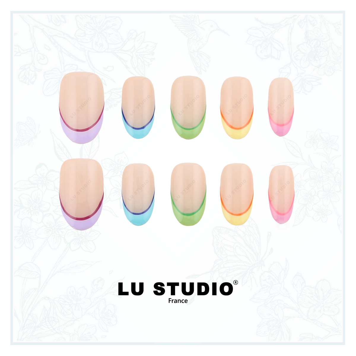 F08 - French Arc en Ciel  |  Faux-ongles réutilisables - Press on nails
