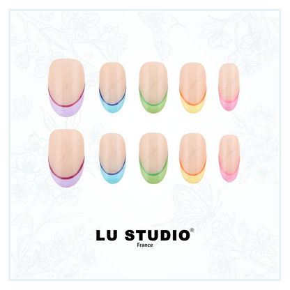 F08 - French Arc en Ciel  |  Faux-ongles réutilisables - Press on nails