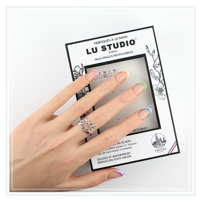 F08 - French Arc en Ciel  |  Faux-ongles réutilisables - Press on nails