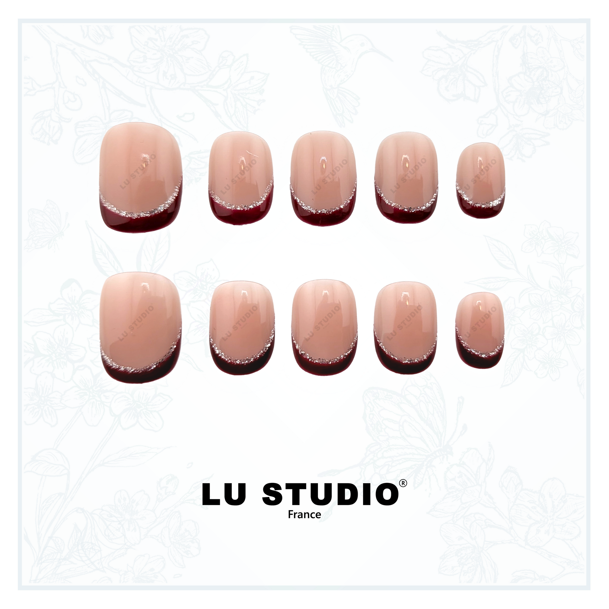 F105 - French rouge brillant  |  Faux-ongles réutilisables - Press on nails