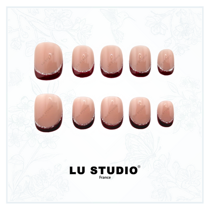 F105 - French rouge brillant  |  Faux-ongles réutilisables - Press on nails