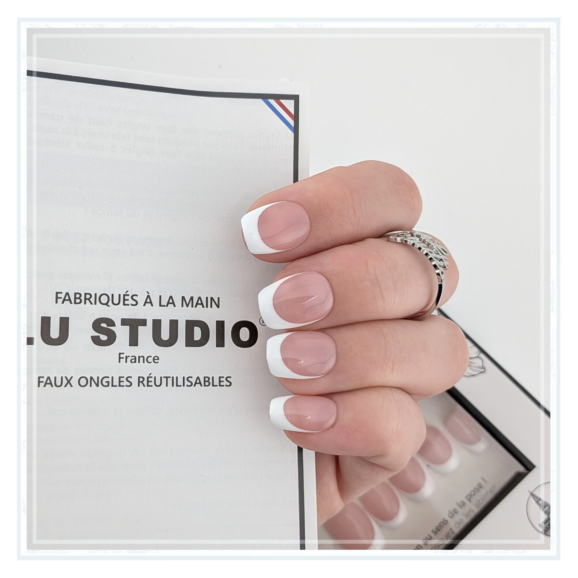 F108 - Blush French  |  Faux-ongles réutilisables - Press on nails