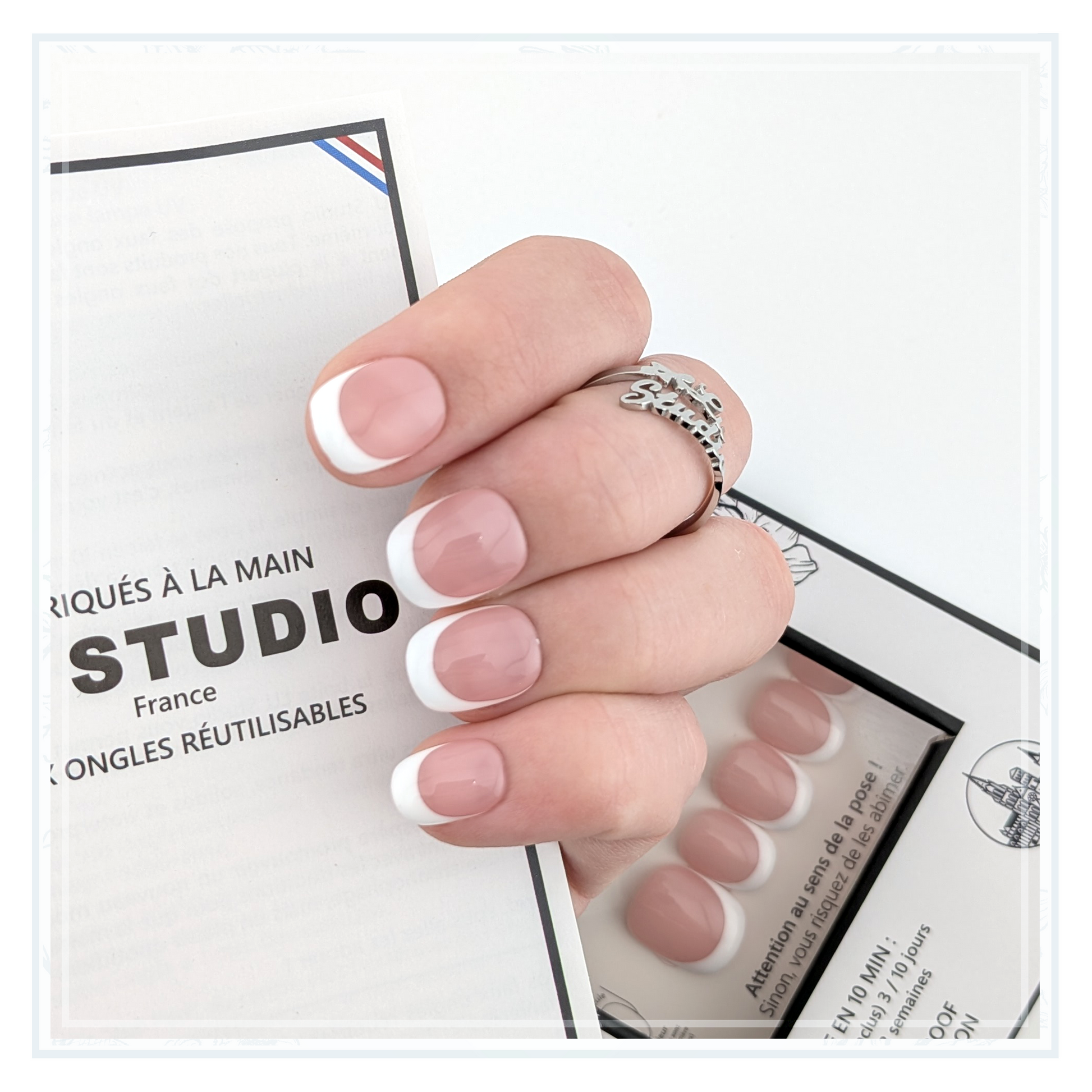 F108 - Blush French  |  Faux-ongles réutilisables - Press on nails