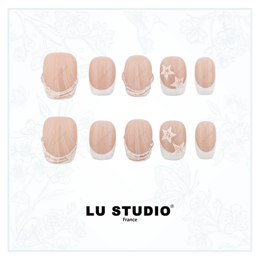 F112 - Coquillage de la mer  |  Faux-ongles réutilisables - Press on nails