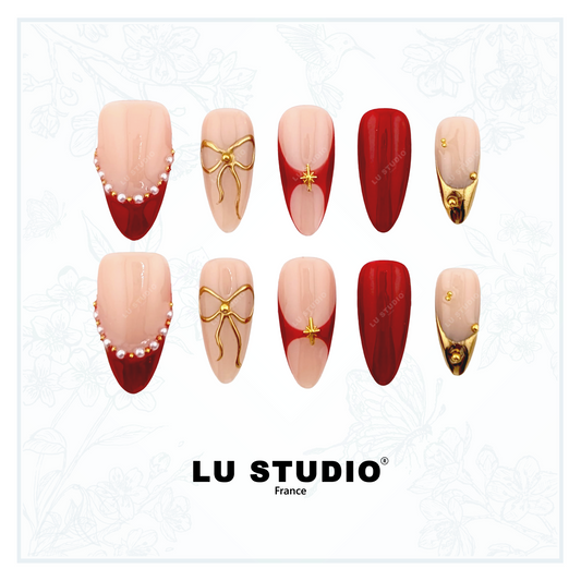 F115 - Noeud de soie  |  Faux-ongles réutilisables - Press on nails