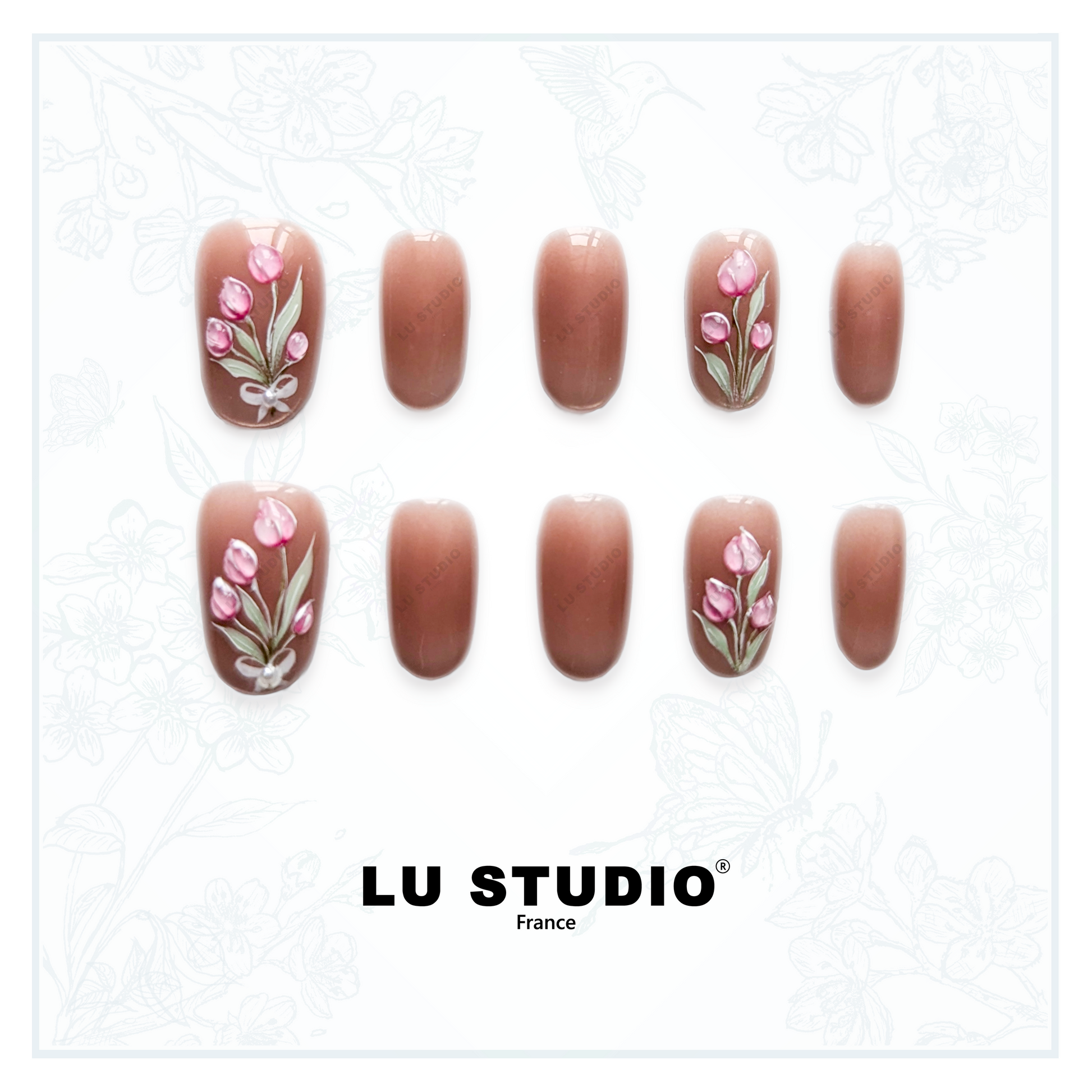 F12 - Tulipes Roses  |  Faux-ongles réutilisables - Press on nails