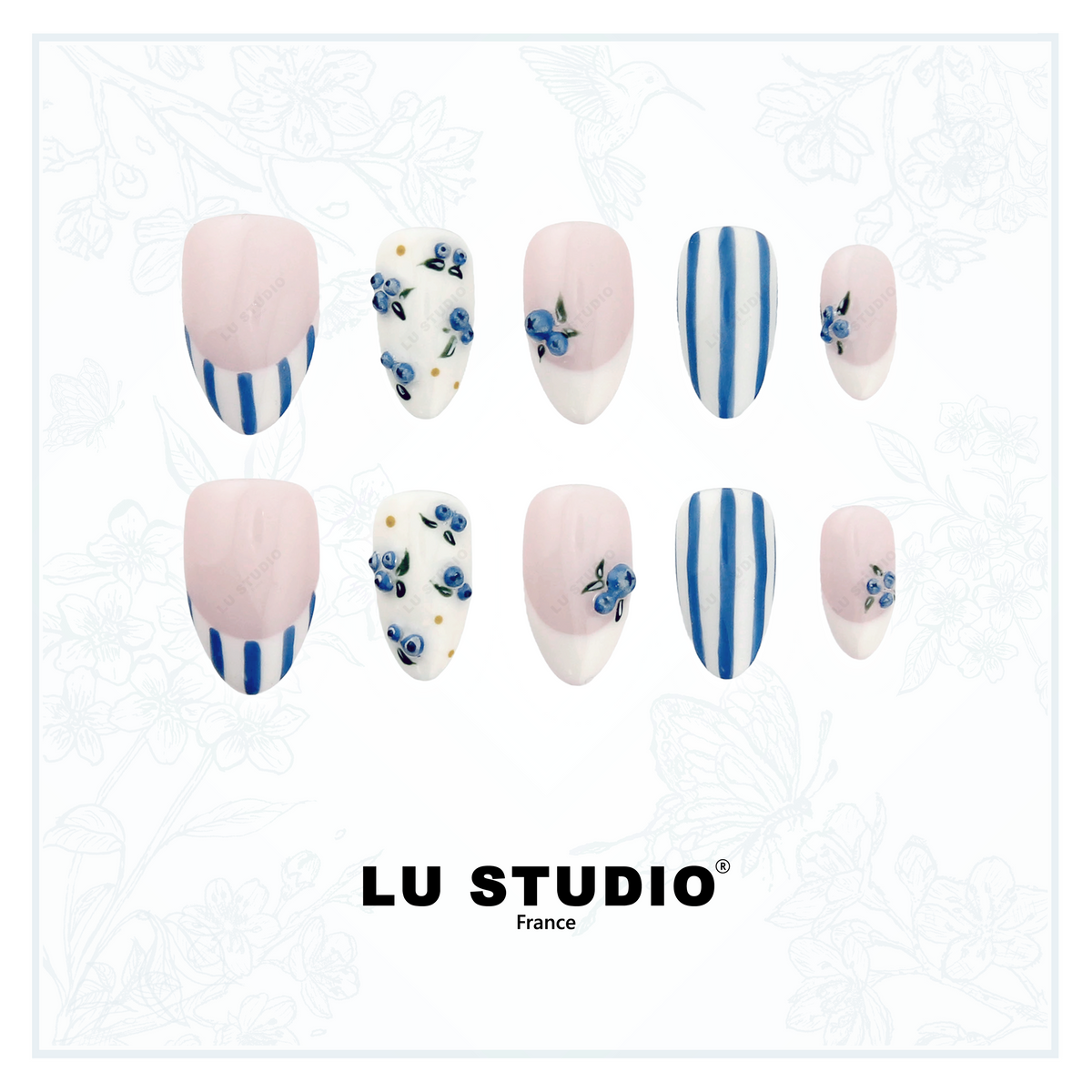 Blue Stripe | Faux-ongles réutilisables - Press on nails