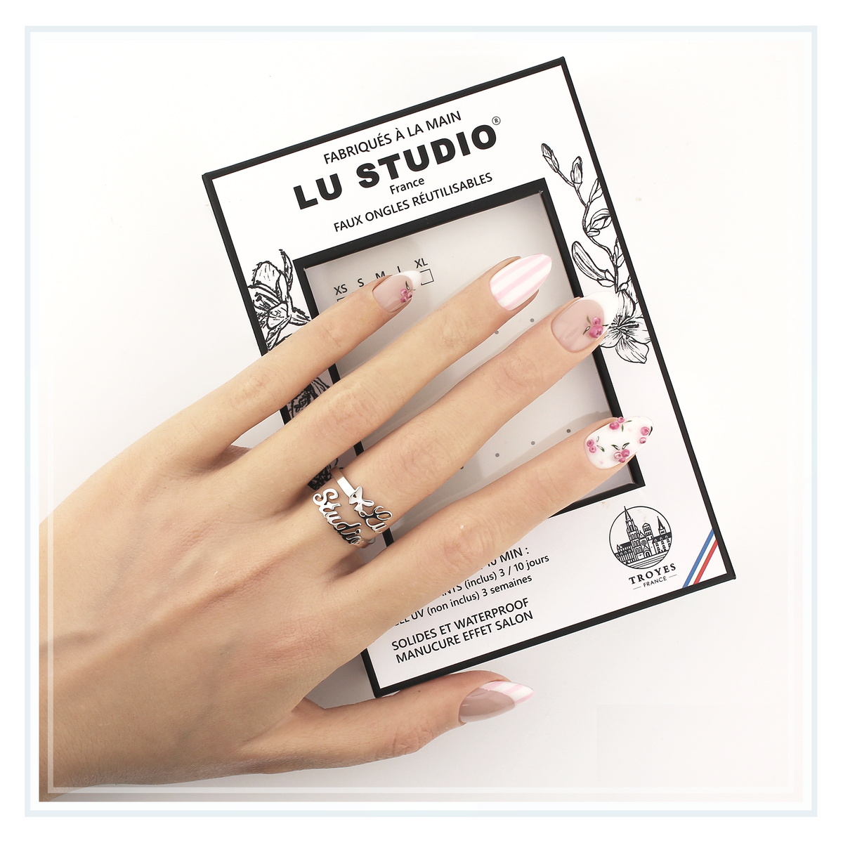 Blush Stripe | Faux-ongles réutilisables - Press on nails