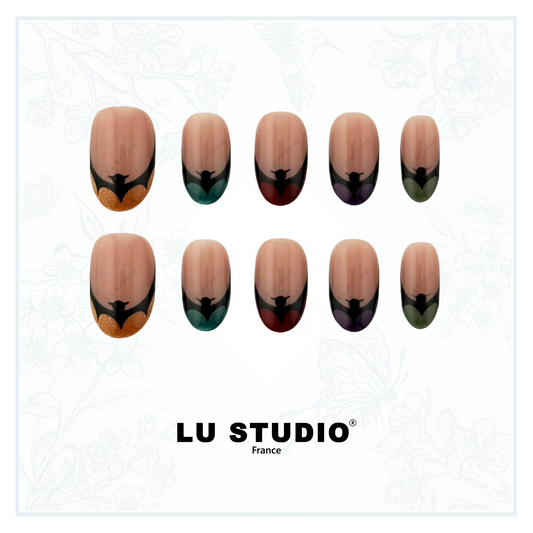 F138 - French Bat Colors  |  Faux-ongles réutilisables - Press on nails