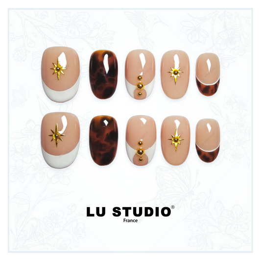 F14 - French Ambrée | Faux-ongles réutilisables - Press on nails