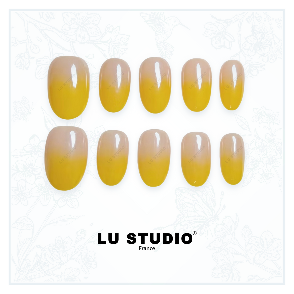 F14 - Uni et sa pointe de jaune | Faux-ongles réutilisables - Press on nails