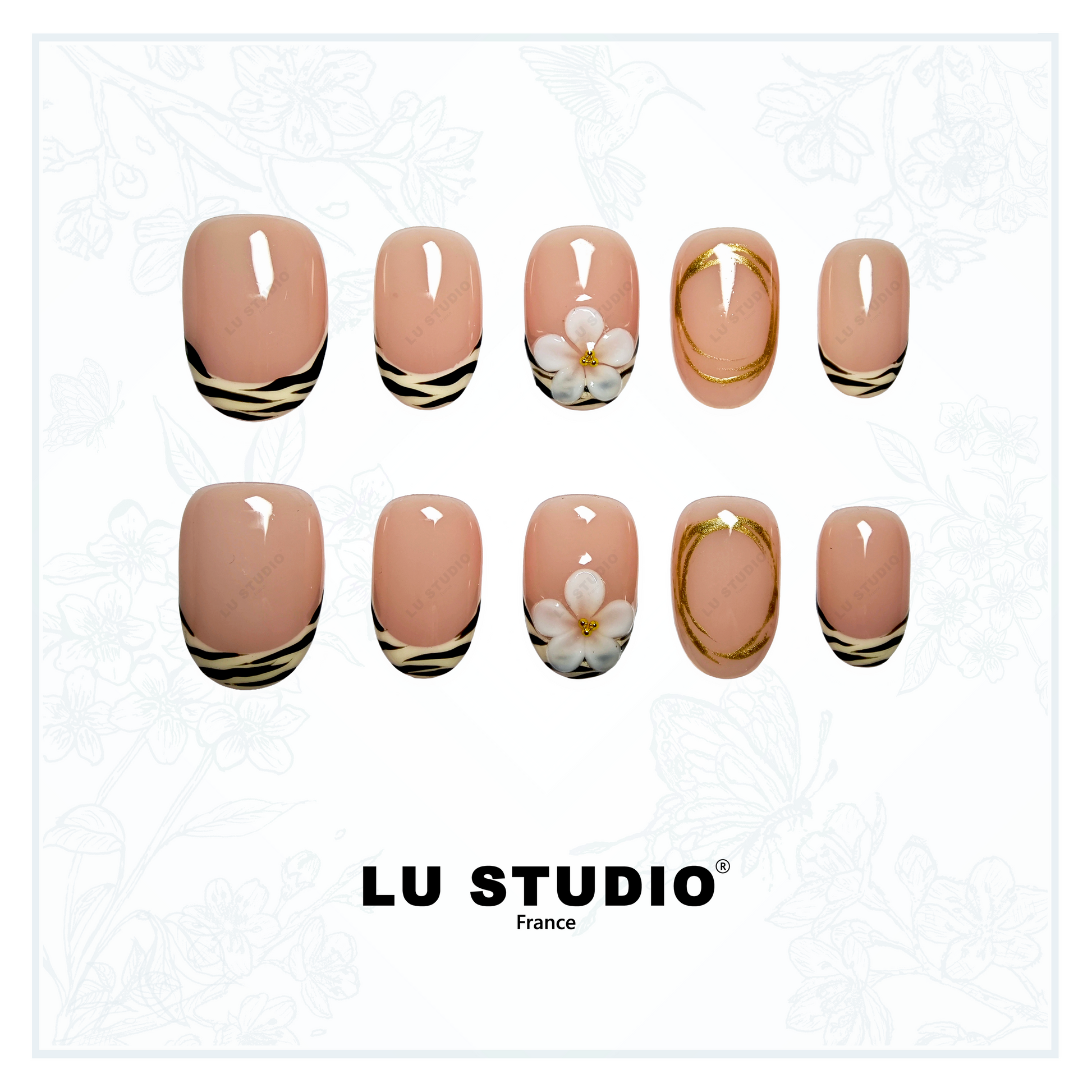 F15 - Jungle Fleurie  |  Faux-ongles réutilisables - Press on nails