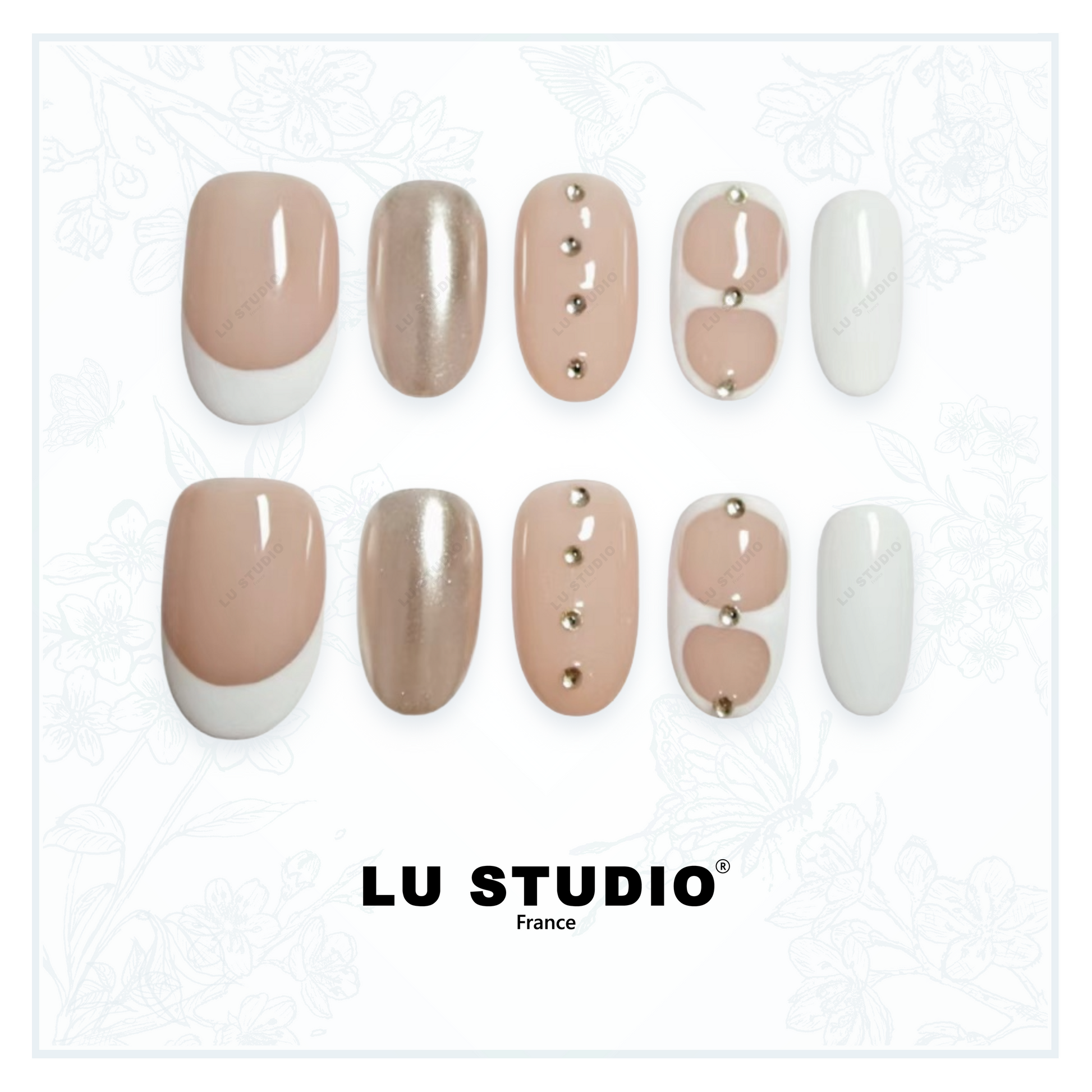 F19 - French argent et diamants  |  Faux-ongles réutilisables - Press on nails