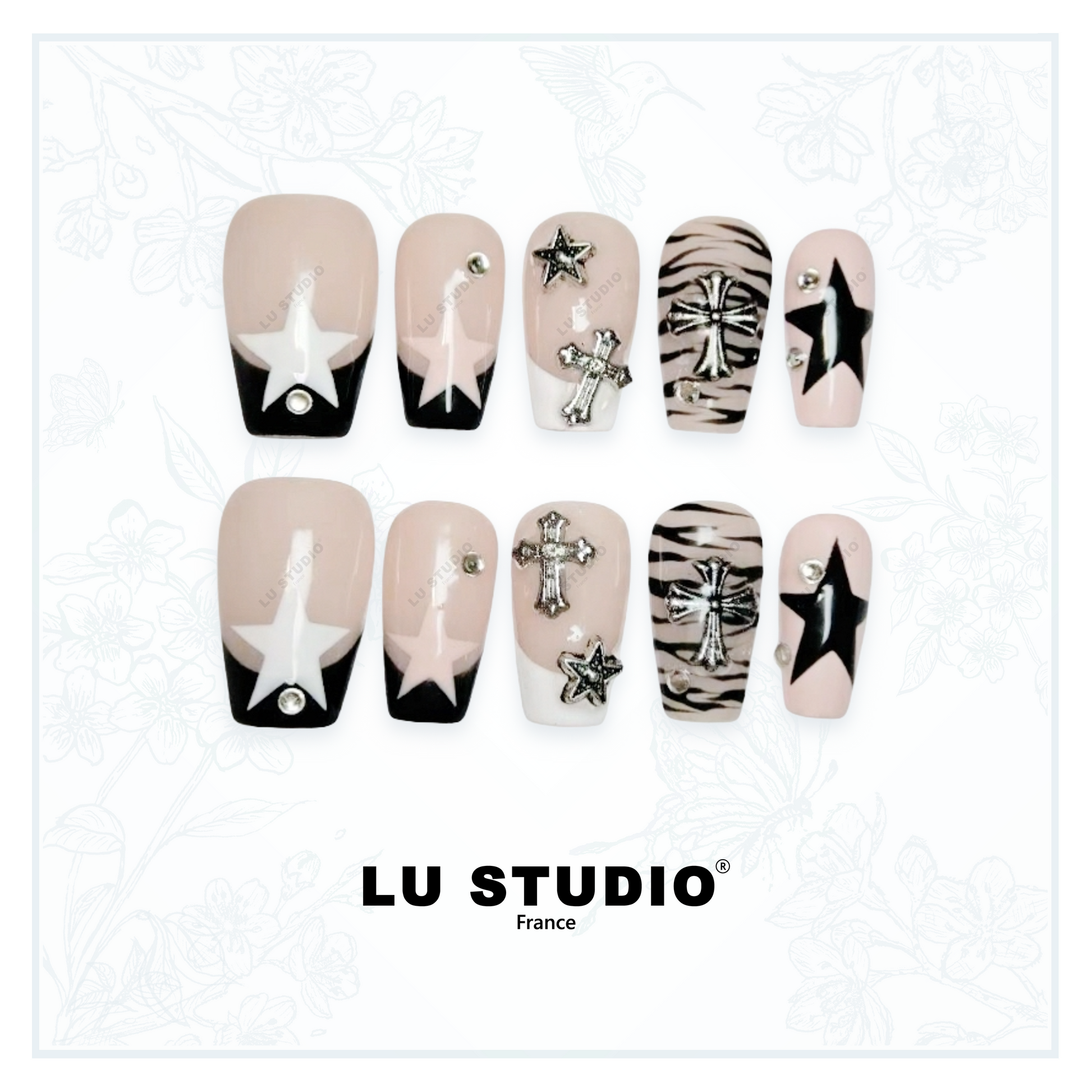 F31 - Croissade Etoiles  |  Faux-ongles réutilisables - Press on nails
